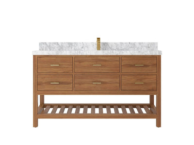 Parker Teak Wood 60 in. W x 22 in. D Single Sink Bathroom Vanity