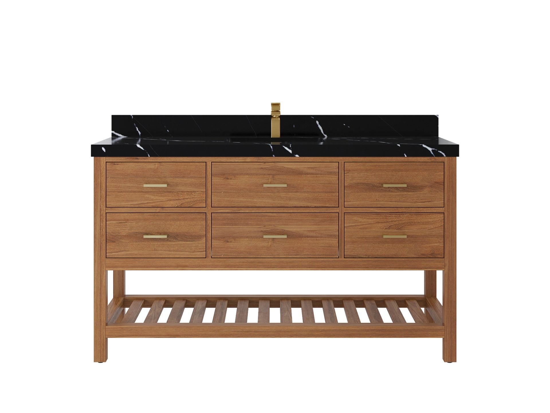 Parker Teak Wood 60 in. W x 22 in. D Single Sink Bathroom Vanity