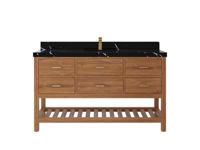 Parker Teak Wood 60 in. W x 22 in. D Single Sink Bathroom Vanity