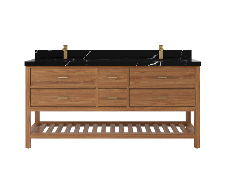 Parker Teak Wood 72 in. W x 22 in. D Double Sink Bathroom Vanity - photo 12