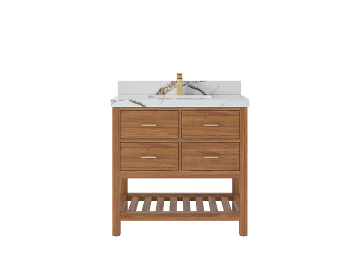 Parker Teak Wood 36 in. W x 22 in. D Center Sink Bathroom Vanity - photo 8