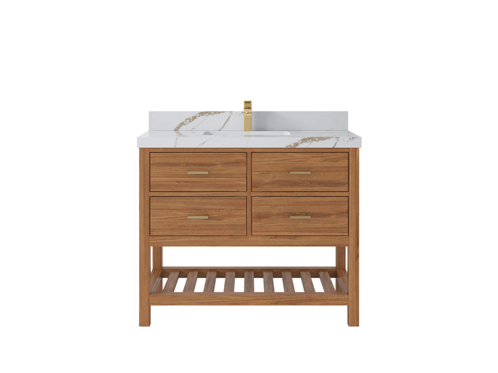 Parker Teak Wood 42 in. W x 22 in. D Single Sink Bathroom Vanity - photo 12