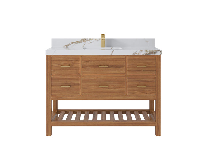 Parker Teak Wood 48 in. W x 22 in. D Single Sink Bathroom Vanity - photo 10
