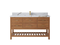 Parker Teak Wood 60 in. W x 22 in. D Single Sink Bathroom Vanity - photo 10