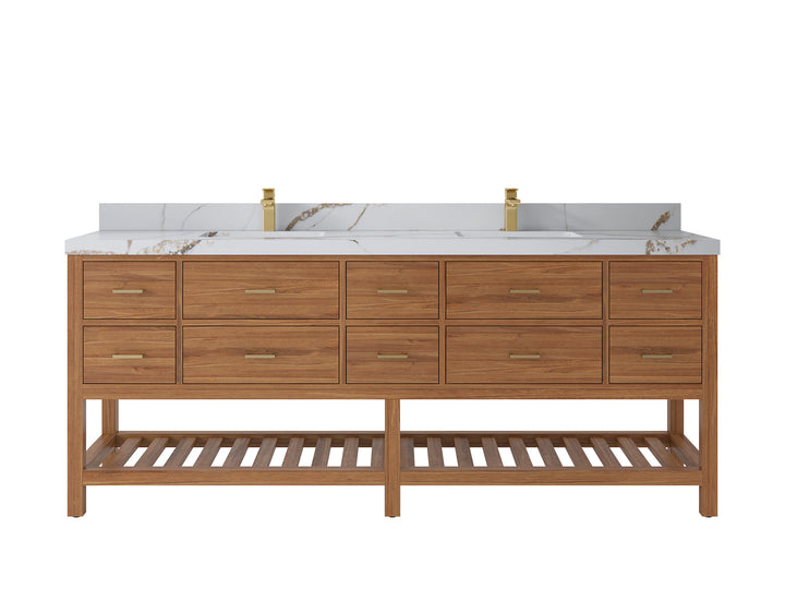 Parker Teak Wood 84 in. W x 22 in. D Double Sink Bathroom vanity with - photo 14