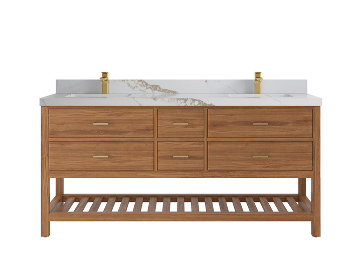 Parker Teak Wood 72 in. W x 22 in. D Double Sink Bathroom Vanity - photo 14