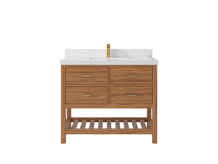 Parker Teak Wood 42 in. W x 22 in. D Single Sink Bathroom Vanity - photo 10