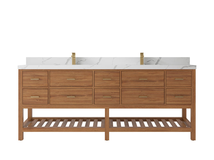 Parker Teak Wood 84 in. W x 22 in. D Double Sink Bathroom vanity with - photo 16