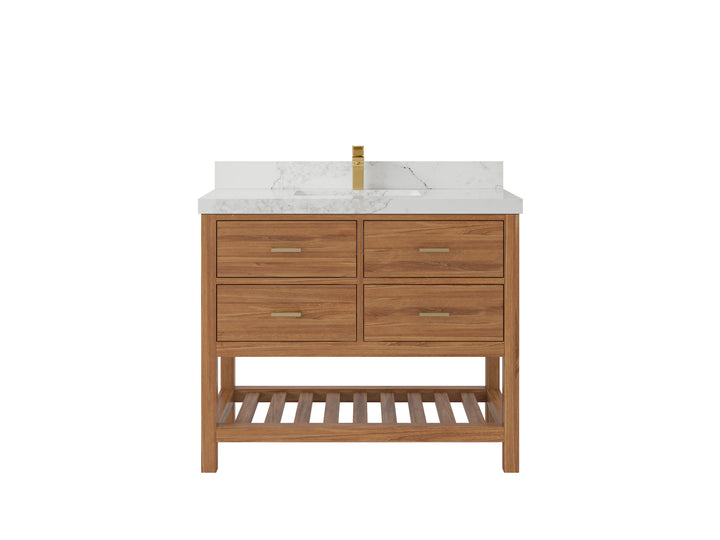 Parker Teak Wood 42 in. W x 22 in. D Single Sink Bathroom Vanity - photo 14