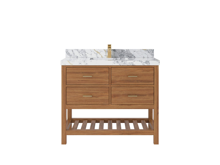 Parker Teak Wood 42 in. W x 22 in. D Single Sink Bathroom Vanity - photo 16