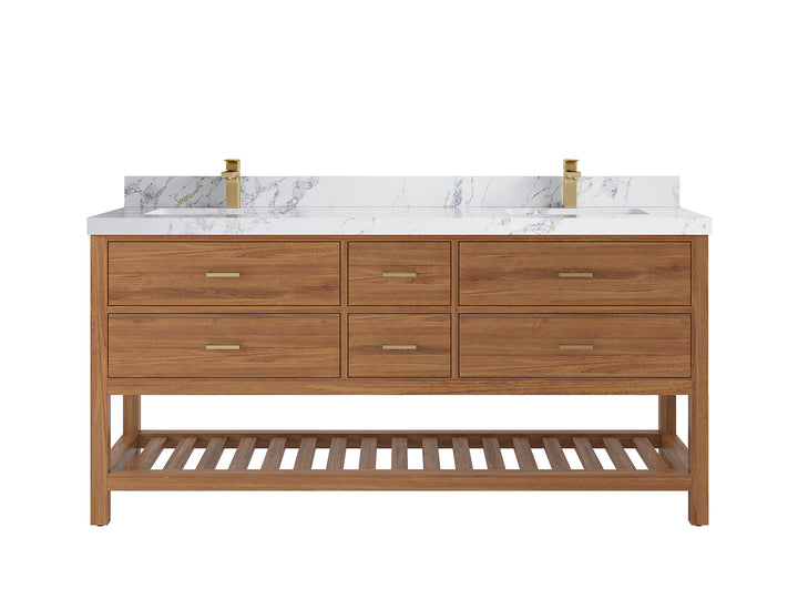 Parker Teak Wood 72 in. W x 22 in. D Double Sink Bathroom Vanity - photo 20