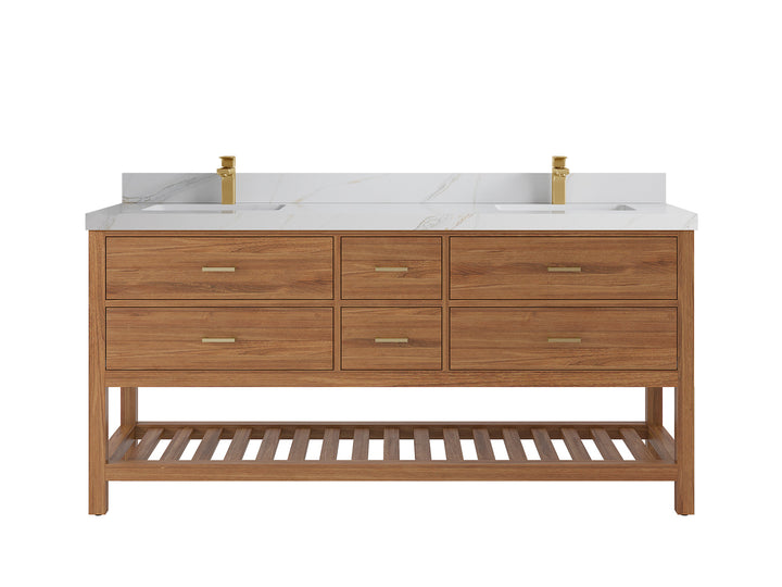 Parker Teak Wood 72 in. W x 22 in. D Double Sink Bathroom Vanity - photo 22
