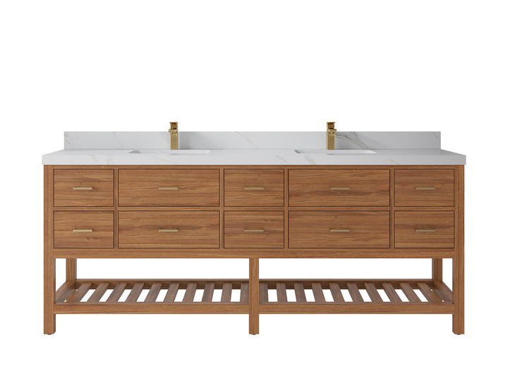 Parker Teak Wood 84 in. W x 22 in. D Double Sink Bathroom vanity with - photo 22