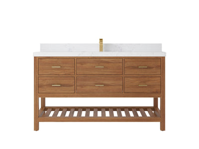 Parker Teak Wood 60 in. W x 22 in. D Single Sink Bathroom Vanity