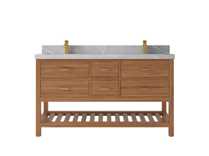 Parker Teak Wood 60 in. W x 22 in. D Double Sink Bathroom Vanity - photo 26