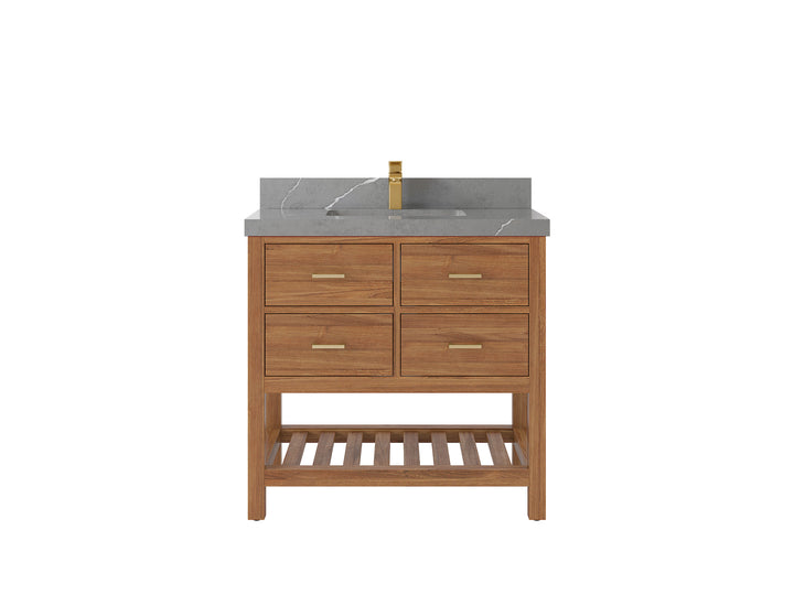 Parker Teak Wood 36 in. W x 22 in. D Center Sink Bathroom Vanity - photo 28