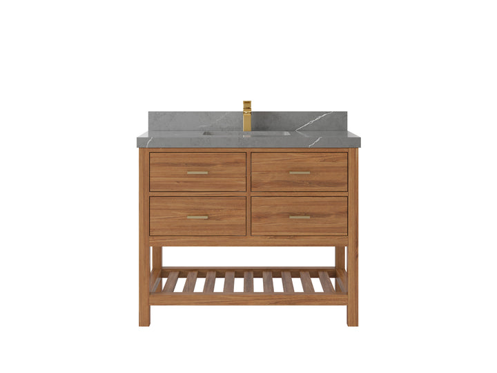 Parker Teak Wood 42 in. W x 22 in. D Single Sink Bathroom Vanity - photo 28