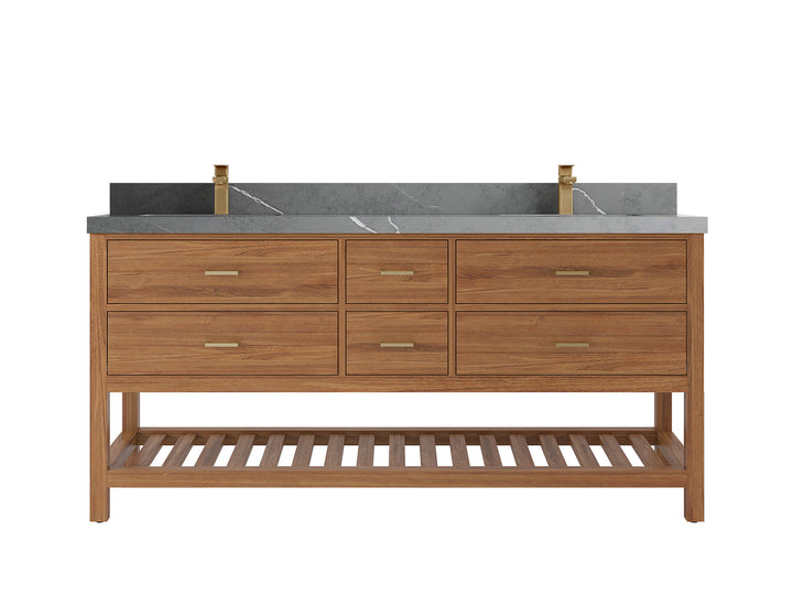 Parker Teak Wood 72 in. W x 22 in. D Double Sink Bathroom Vanity - photo 28