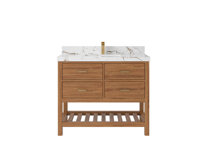 Parker Teak Wood 42 in. W x 22 in. D Single Sink Bathroom Vanity - photo 30