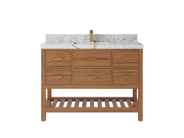 Parker Teak Wood 48 in. W x 22 in. D Single Sink Bathroom Vanity - photo 38