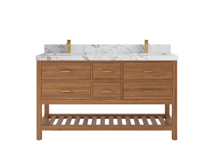 Parker Teak Wood 60 in. W x 22 in. D Double Sink Bathroom Vanity - photo 32