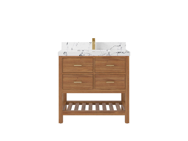 Parker Teak Wood 36 in. W x 22 in. D Center Sink Bathroom Vanity - photo 34