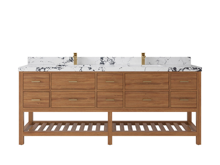 Parker Teak Wood 84 in. W x 22 in. D Double Sink Bathroom vanity with - photo 34