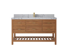 Parker Teak Wood 60 in. W x 22 in. D Single Sink Bathroom Vanity - photo 36