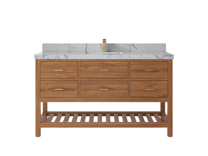 Parker Teak Wood 60 in. W x 22 in. D Single Sink Bathroom Vanity - photo 36