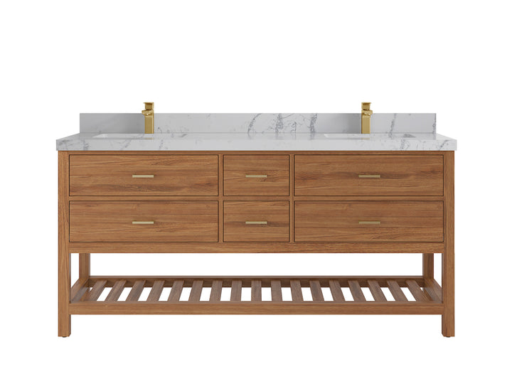 Parker Teak Wood 72 in. W x 22 in. D Double Sink Bathroom Vanity - photo 36