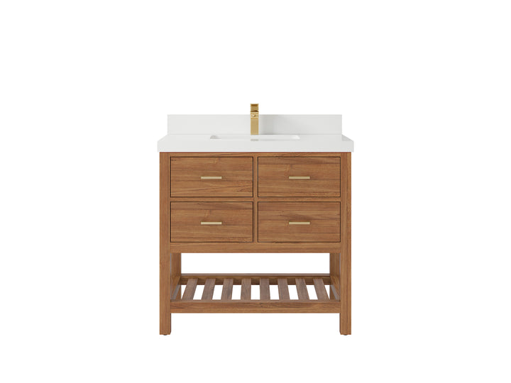 Parker Teak Wood 36 in. W x 22 in. D Center Sink Bathroom Vanity - photo 38