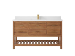Parker Teak Wood 60 in. W x 22 in. D Single Sink Bathroom Vanity - photo 38