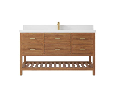 Parker Teak Wood 60 in. W x 22 in. D Single Sink Bathroom Vanity