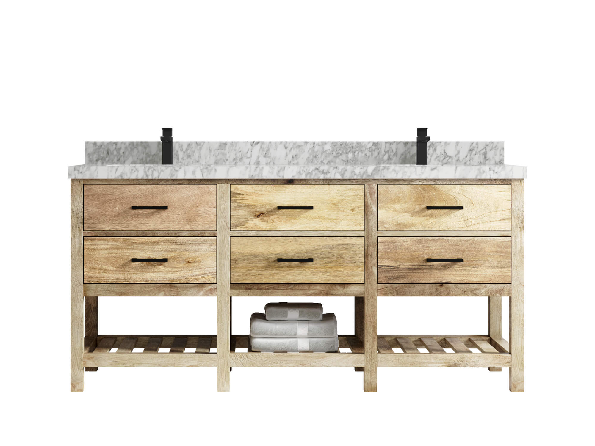 Parker Mango Wood 72 in. W x 22 in. D Double Sink Bathroom Vanity