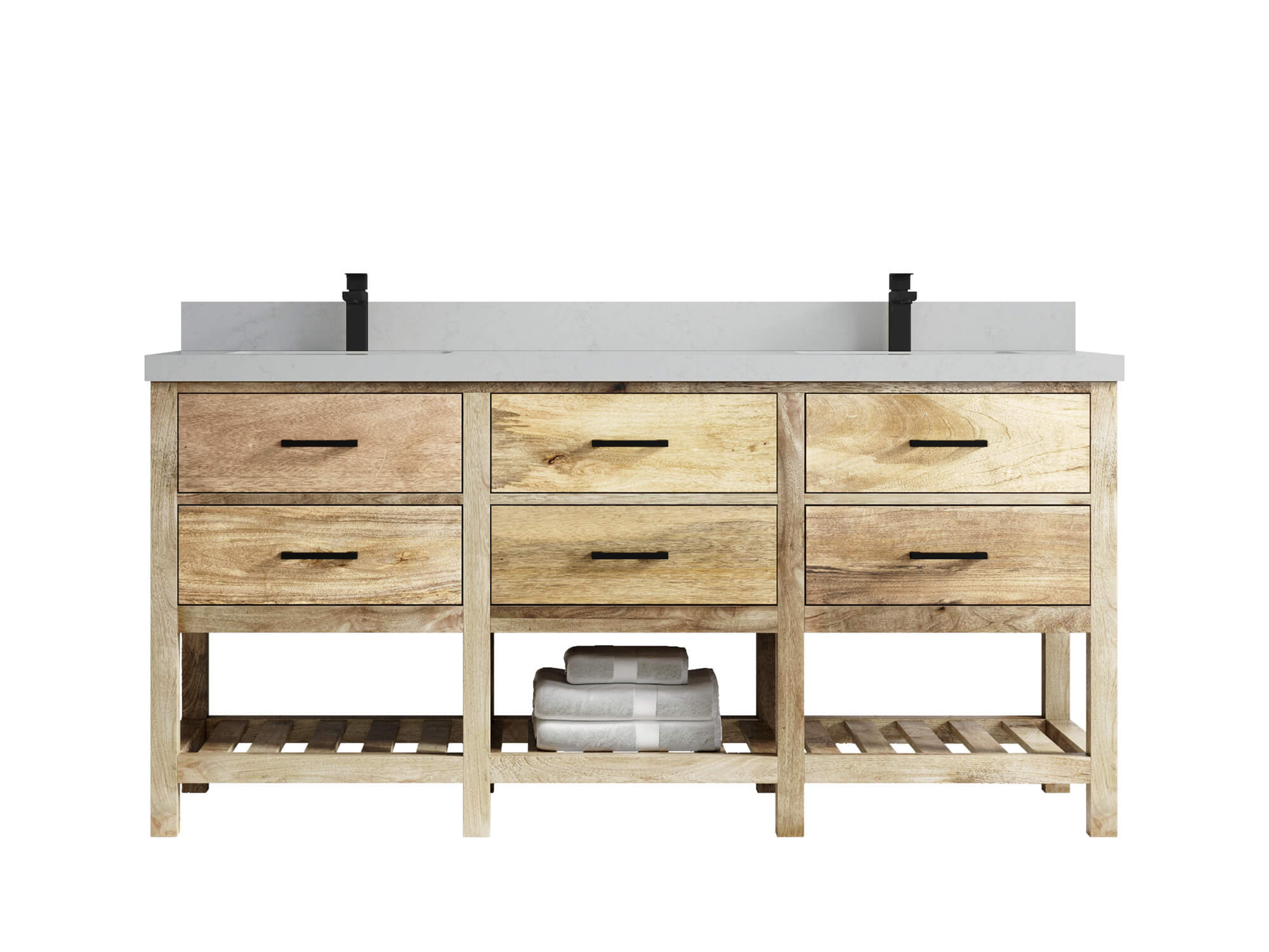 Parker Mango Wood 72 in. W x 22 in. D Double Sink Bathroom Vanity