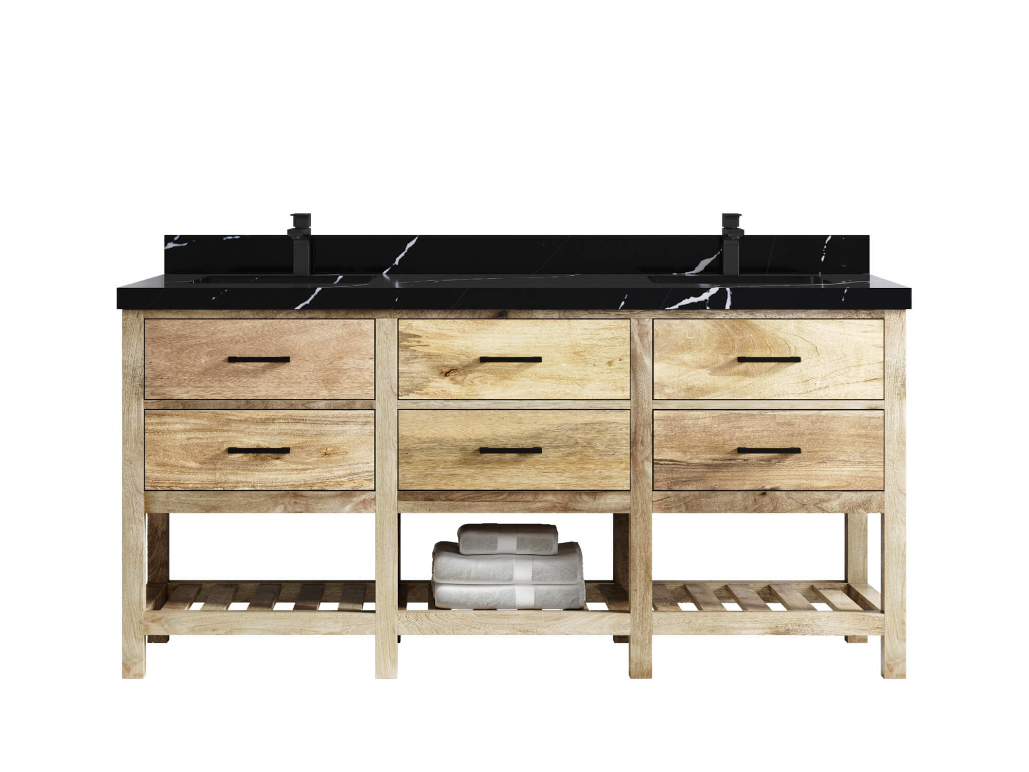 Parker Mango Wood 72 in. W x 22 in. D Double Sink Bathroom Vanity