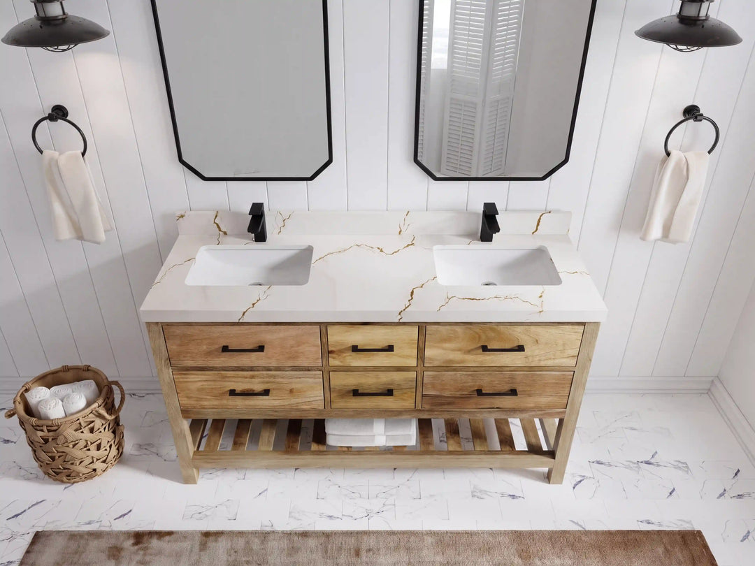 Parker Mango Wood 60 in. W x 22 in. D Double Sink Bathroom Vanity | 
              
                Natural Mango
                
                  
             - PRK_MG_NTR_WHQZ_60D - photo №24
