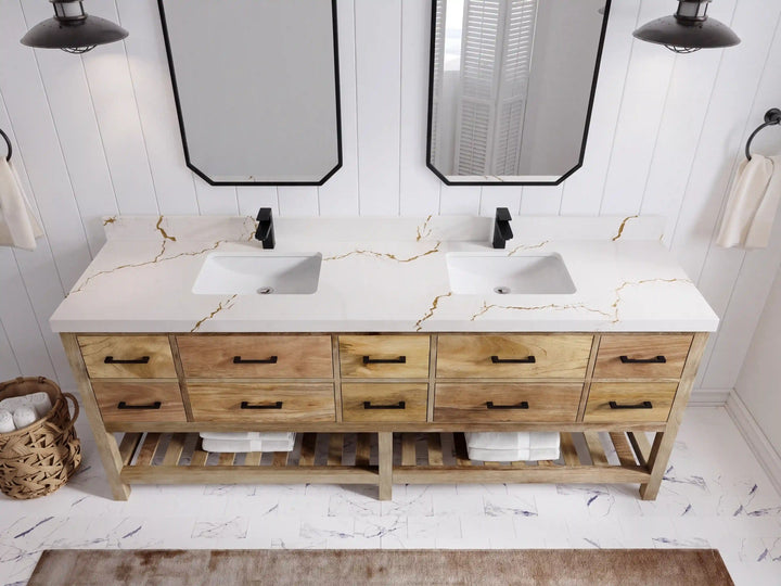 Parker Mango Wood 84 in. W x 22 in. D Double Sink Bathroom vanity with - photo 22