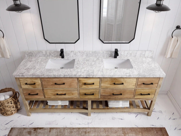 Parker Mango Wood 84 in. W x 22 in. D Double Sink Bathroom vanity with - photo 13