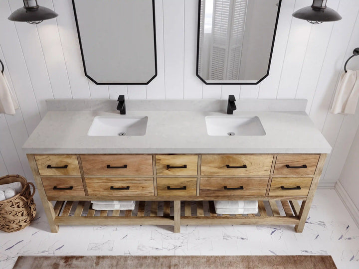 Parker Mango Wood 84 in. W x 22 in. D Double Sink Bathroom vanity with - photo 14