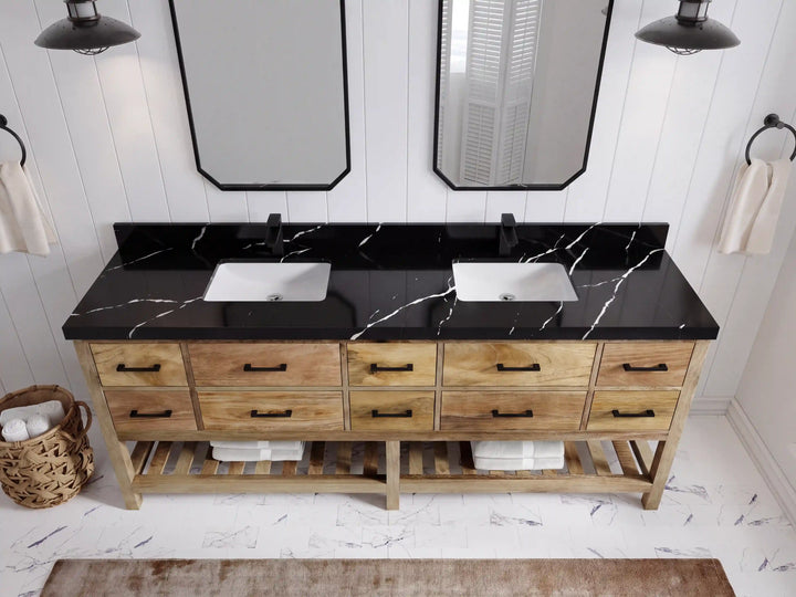 Parker Mango Wood 84 in. W x 22 in. D Double Sink Bathroom vanity with - photo 7