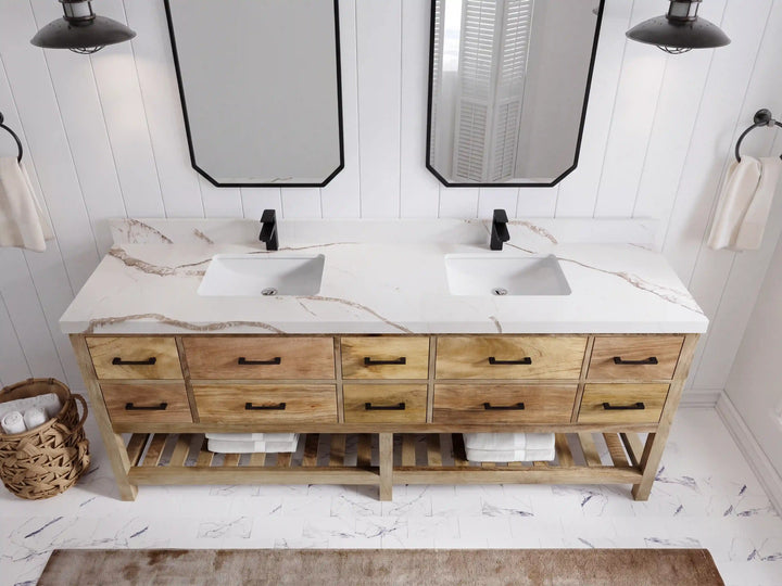Parker Mango Wood 84 in. W x 22 in. D Double Sink Bathroom vanity with - photo 8