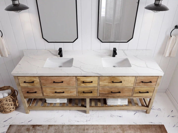 Parker Mango Wood 84 in. W x 22 in. D Double Sink Bathroom vanity with - photo 9