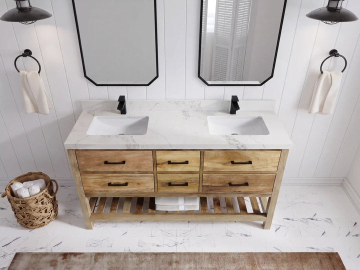 Parker Mango Wood 60 in. W x 22 in. D Double Sink Bathroom Vanity - photo 12