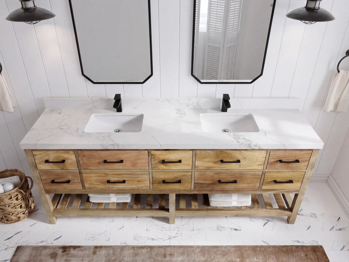 Parker Mango Wood 84 in. W x 22 in. D Double Sink Bathroom vanity with - photo 10
