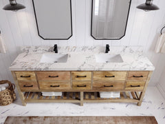 Parker Mango Wood 84 in. W x 22 in. D Double Sink Bathroom vanity with - photo 11