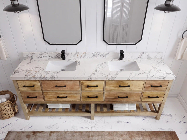 Parker Mango Wood 84 in. W x 22 in. D Double Sink Bathroom vanity with - photo 11