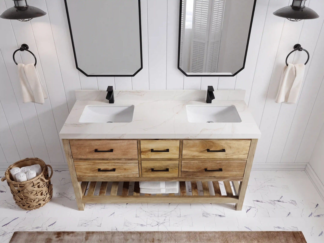 Parker Mango Wood 60 in. W x 22 in. D Double Sink Bathroom Vanity | 
              
                Natural Mango
                
                  
             - PRK_MG_NTR_WHQZ_60D - photo №14
