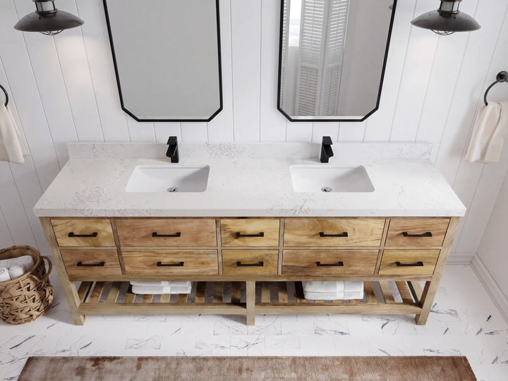Parker Mango Wood 84 in. W x 22 in. D Double Sink Bathroom vanity with - photo 15