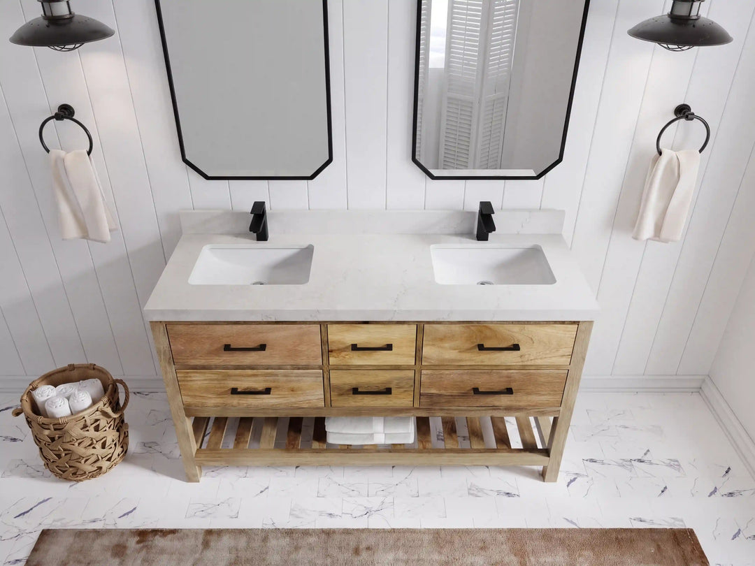 Parker Mango Wood 60 in. W x 22 in. D Double Sink Bathroom Vanity | 
              
                Natural Mango
                
                  
             - PRK_MG_NTR_WHQZ_60D - photo №25